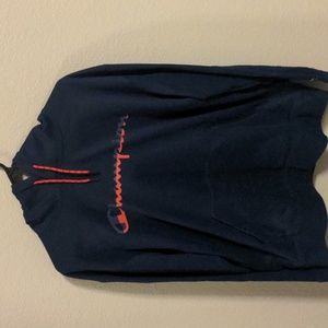 Champion Red and Navy Fleece Lined Hoodie Sweatshirt